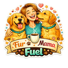 Fur Mama Fuel Sticker Dog Mom Coffee Lover Golden Retriever Pet Parent Humor