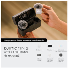 DJI Mic Mini 2 Microphone (2 TX + 1 RX + Boîtier de recharge)