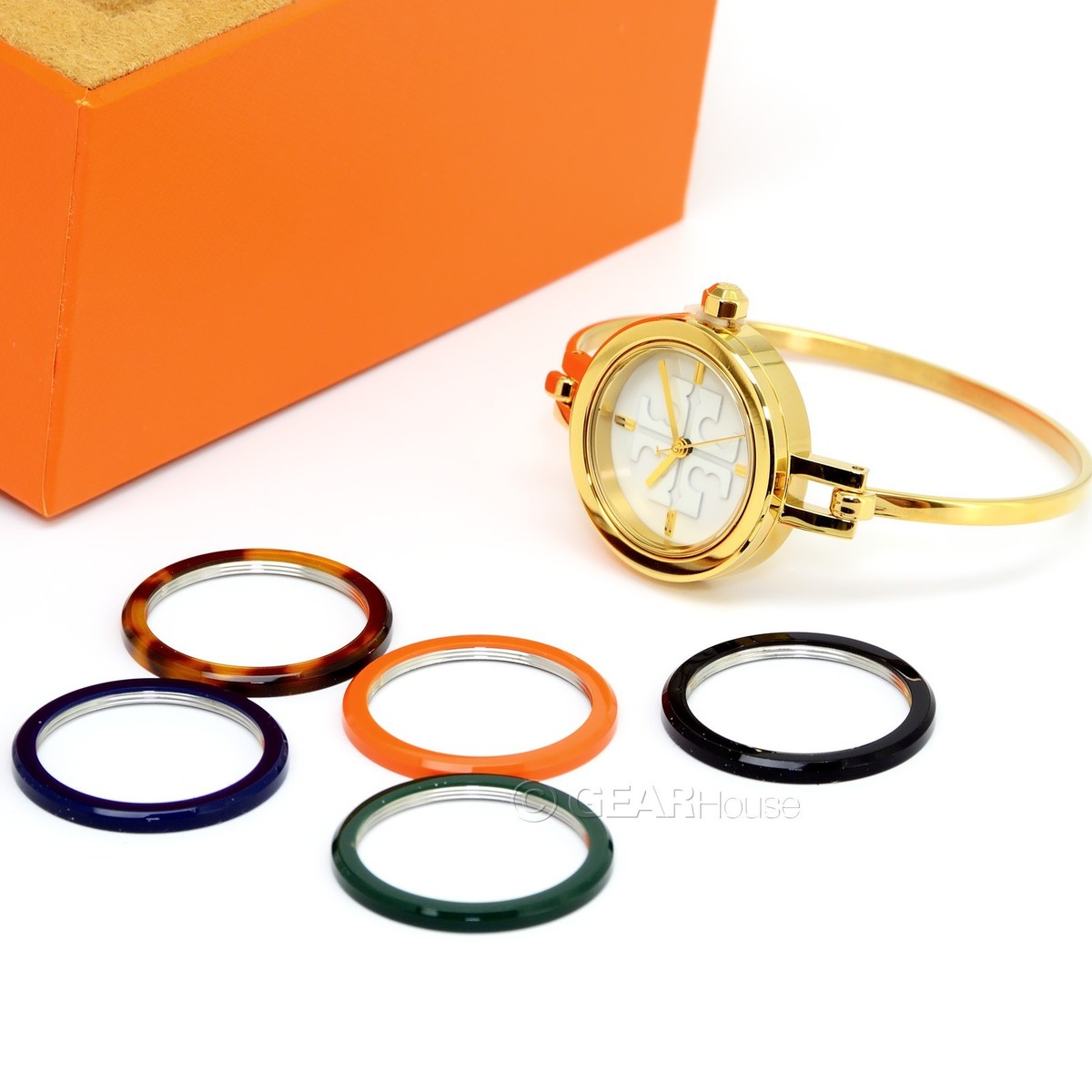 Tory Burch Gigi Womens Gold Bangle Watch Set, Interchangeable