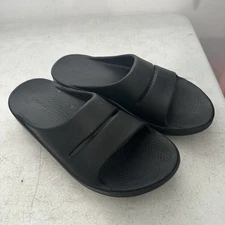 Oofos Unisex OOahh Black Open Toe Slip On Slide Sandals Size M 10 W 12