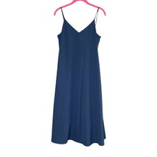 UniQlo Swing Slip Midi Dress Womens S Slate Gray Minimalist Sleeveless Lagenlook