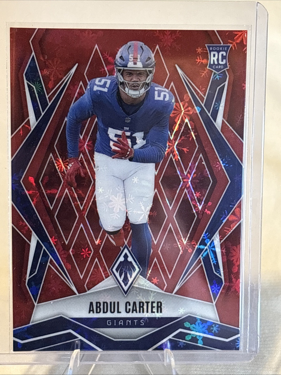 2025 Panini Phoenix Football Abdul Carter Red Winter Snowflake RC /399 #177