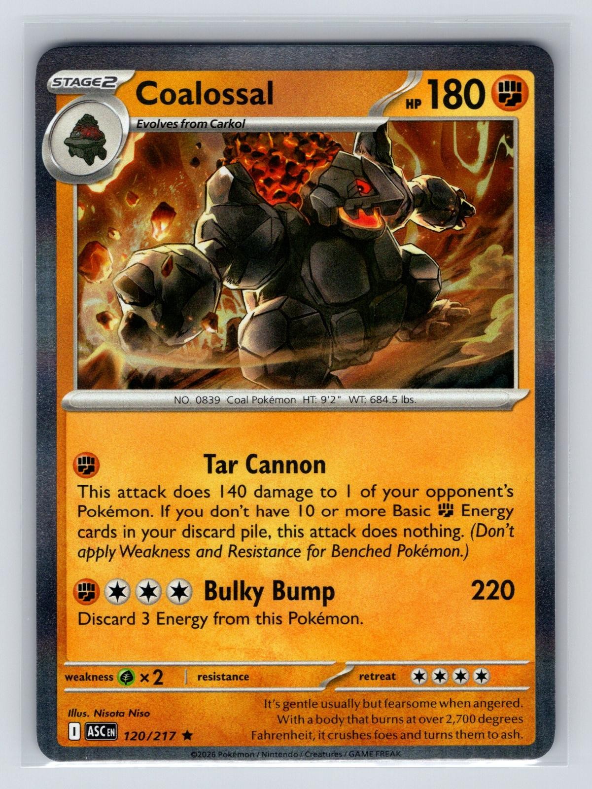 Coalossal 120/217 R Pokemon Ascended Heroes Holo NM/M