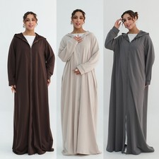 Dubai Women Abaya Long Sleeve Maxi Dress Loose Hooded Kaftan Islamic Kimono Arab