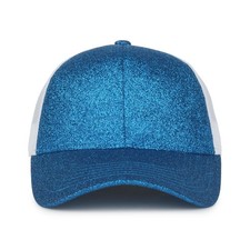 Outdoor Cap Youth Blue Glitter Trucker Hat   Mesh Back Snapback