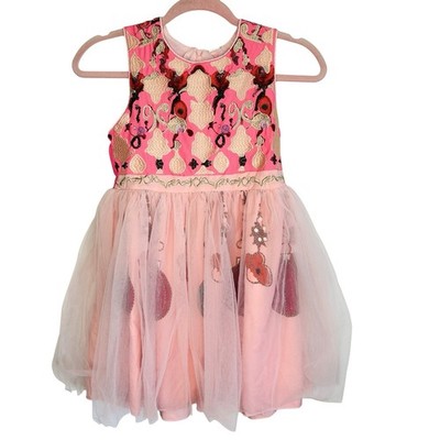 Mini Taylor Christmas Holiday Dress Embroidered Girl 8-9Y Pink Tulle Princess