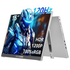 WUAWE 16" 1200P 120Hz Portable Monitor, 100 sRGB Portable Gaming Monitor wit...
