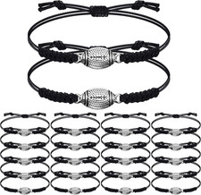 20 Pieces Football Bracelets Adjustable Football Charm Bracelets Football Gifts