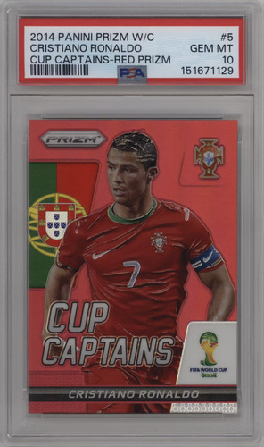2014 Panini Prizm World Cup Cristiano Ronaldo Cup Captains Red /149 PSA 10