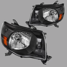 Headlights Assembly Black Headlamps Set Replacement for 05-11 Toyota Tacoma