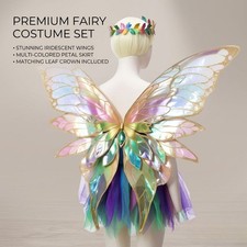 Butterfly Fairy Wings Costume Set with Wand Ears Garland Fantasy Dress Up Kit
