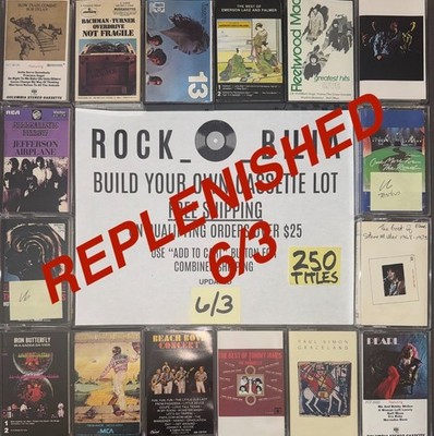 $1 & UP 60s-70s ROCK PSYCH BUY $25 GET FREE SHIP BUILD YOUR CASSETTE TAPE LOT