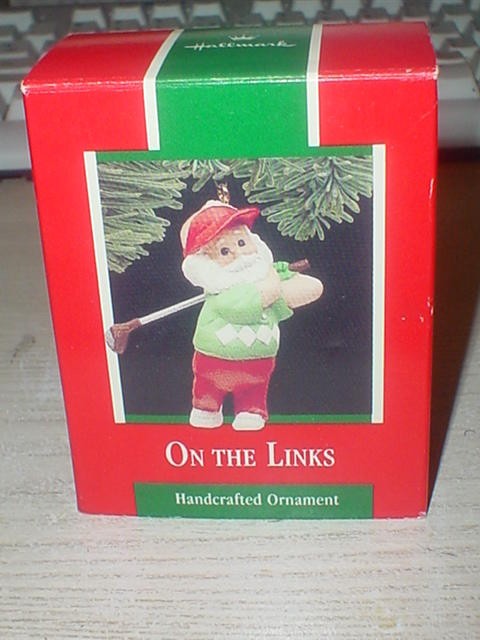 HALLMARK ON THE LINKS 1989 CHRISTMAS ORNAMENTS SANTA GOLF GOLFING GOLFER