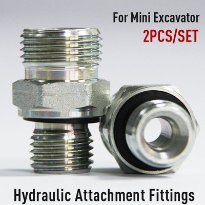 2Pcs Hydraulic Hoses Pipes Threads M16 - M18 Fittings Adapter Connector