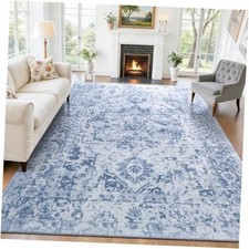 Machine Washable 5x7 Feet Area Rugs for Living Room, Soft Vintage 5x7Feet Blue