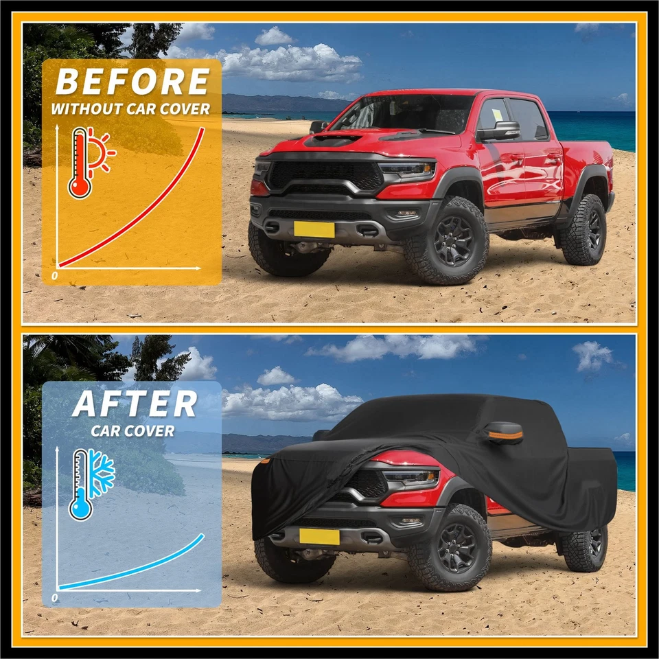 Cubierta de coche para todo tipo de clima para Dodge para Ram negra 190T-PU con cremallera izquierda nueva Foto 4 de 4