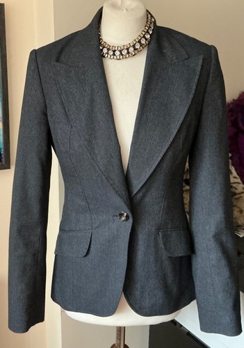 NEXT,DARK GREY,LOW-WAIST FLARED FITTED SMART TROUSER SUIT UK 8-10 - Picture 2 of 10