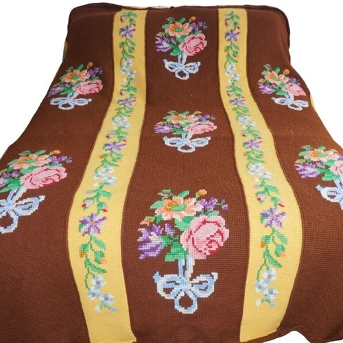 Vintage Afghan Flower Throw Blanket Crocheted Cover Floral Bouquet Retro 60s 70s - Picture 2 of 15