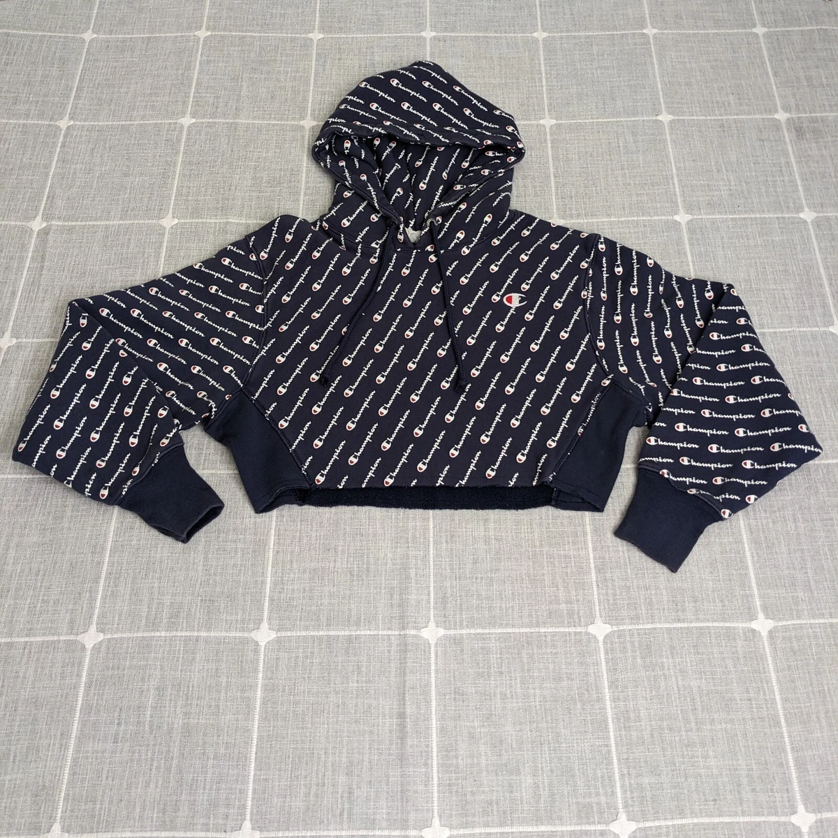 Champion Reverse Weave Logo Print Cropped Hoodie S Tops