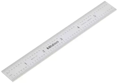 182-105, Steel Rule, 6" X 150Mm, (1/32, 1/64", 1Mm, 1/2Mm), 3/64" Thick X 3/4" W