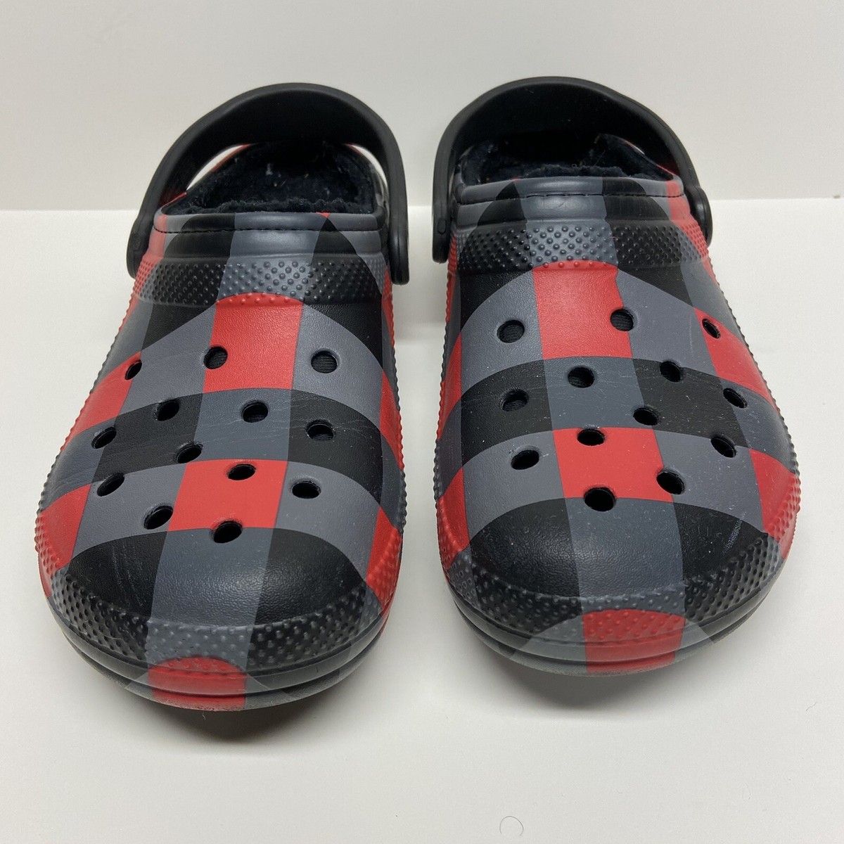 Plaid Crocs Black Red Crocs Classic Lined Clogs KIDS Red Plaid