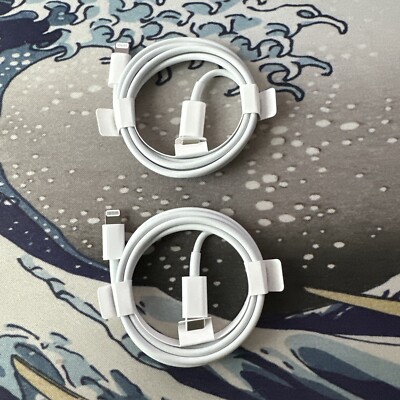 2 X Authentic Apple USB Type-C to Lighting Cable Charging Chord - New - No Box
