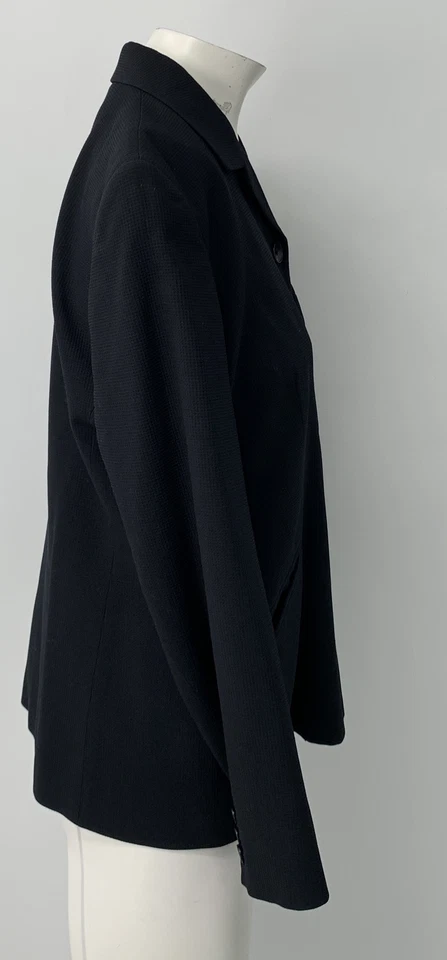 Aquascutum womens blue wool blend textured 3 button notch lapel blazer sz 14R Foto 2 de 4