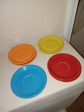 8 EUC Fiestaware Fiesta Ware Multicolor Rainbow Appetizer Plates Blue Red 5.5"