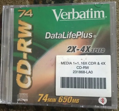 verbatim cd-rw    new/sealed  1x-16x Speed