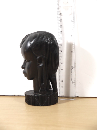 Vintage Hand Carved African Womans Head Bust Tanzania Ebony Wood 11.5cm - Foto 10 di 10