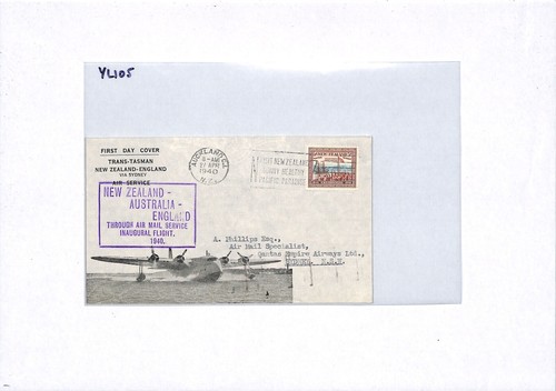 NEW ZEALAND Air 1940 *FLYING BOAT* Illustrated Cover QANTAS FIRST FLIGHT YL105 - Picture 9 of 12
