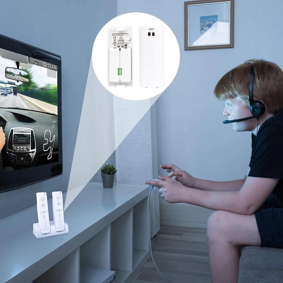 Rechargeable Batteries 4 Pack for Nintendo Wii/Wii U RemoteController 2800mAh - Image 2 of 4