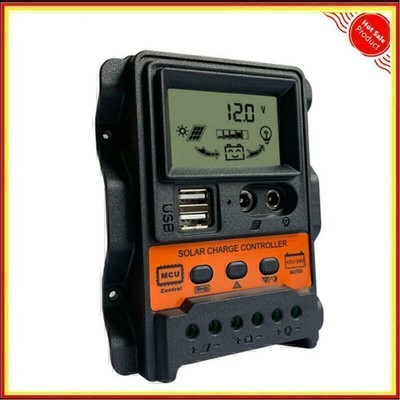 Dual USB LCD Solar Charge Controller 12V 24V Solar Panel Charger Regulator HOT