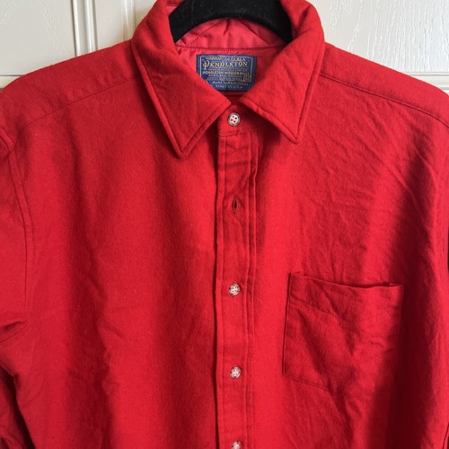 Vintage Pendleton Mens RED Flannel Shirt M 100% Pure Virgin Wool Made in USA - Picture 2 of 9