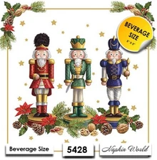 (5428) TWO Paper BEVERAGE / COCKTAIL Decoupage Art Craft Napkins - NUTCRACKERS