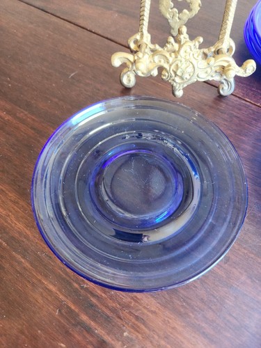 Vintage Hazel Atlas Moderntone Cobalt Blue Set of 5 Coffee Cups/5 Saucers - Picture 5 of 10