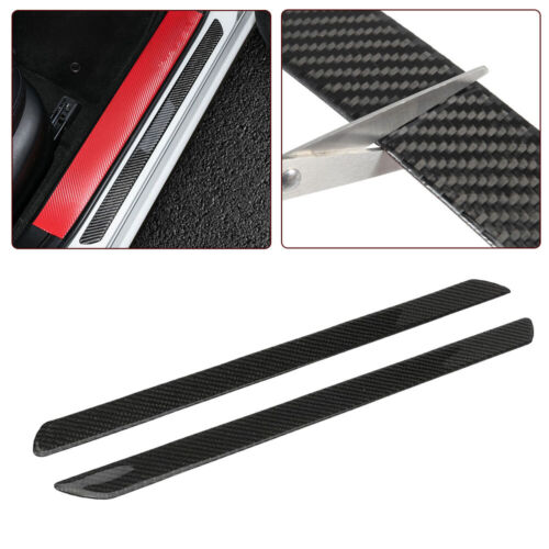 2x Black Carbon Fiber Car Door Sill Scuff Plate Cover Protector Accessories - Bild 5 von 9