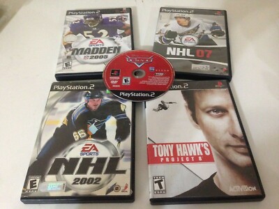 PS2 LOT EA Sports Madden NFL 2005/NHL 07/NHL 2002/Tony Hawk's Project 8/Cars !!!