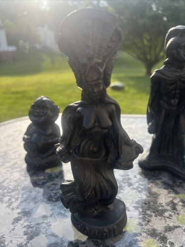 3 Vintage Hawaii Coco Joes Laki Black Tiki Lava Figures Hila Girl Lot 1980 - Picture 2 of 19