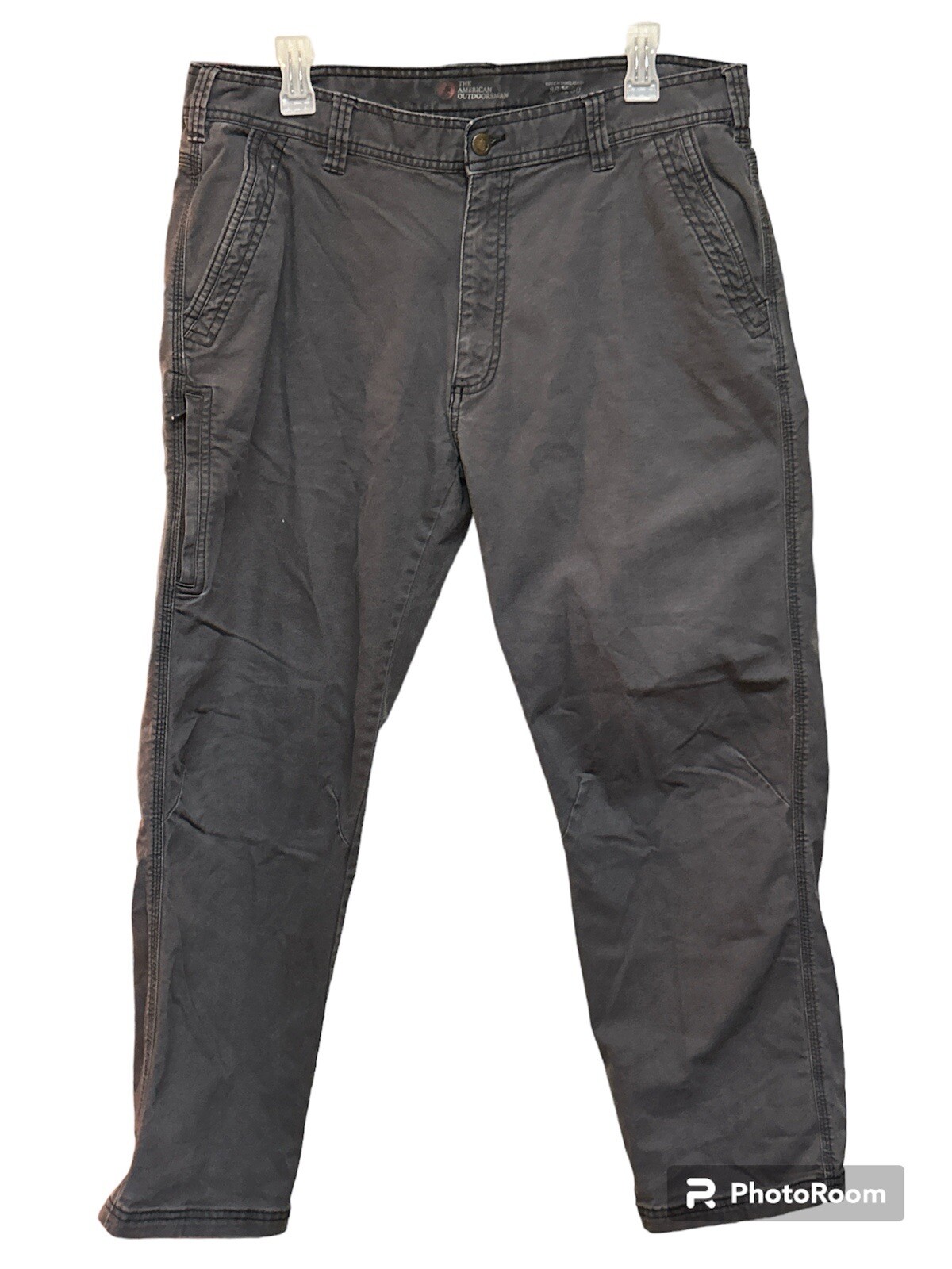 The American Outdoorsman Pants Mens 36x30 Cargo Work Outdoor Utility Gray Dad