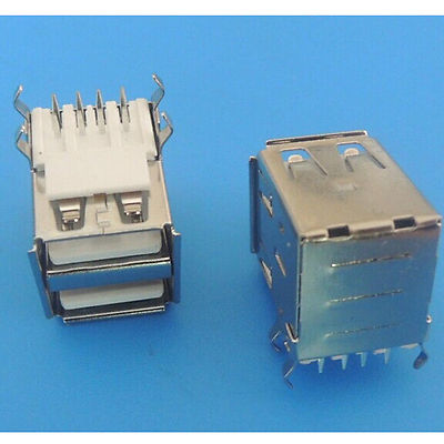 Double USB Typ A Buchse rechtwinklig 8 Pin DIP PCB Socket Connector 4 pol