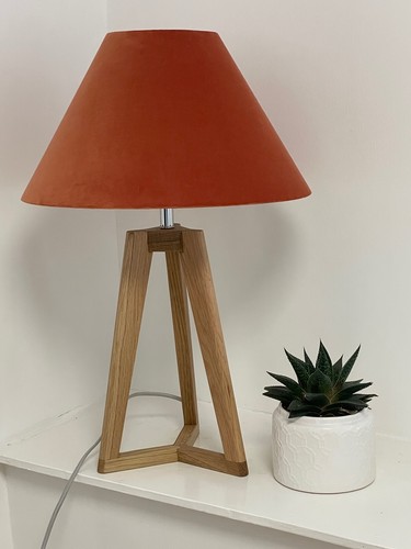 Pantalla de lámpara cónica de terciopelo naranja quemado tono de luz Coolie - Imagen 3 de 8
