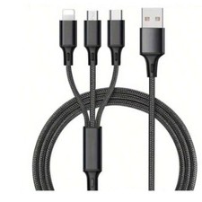 Multi Charging Cable Nylon Braided USB Type-C Universal 3 in 1 Cord Adapter, 4Ft