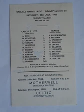 Carlisle United v Hearts 1969/70 Friendly