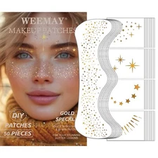50 Pcs Gold Glitter Freckles Face Tattoo DIY Glitter Freckles Makeup Patches ...