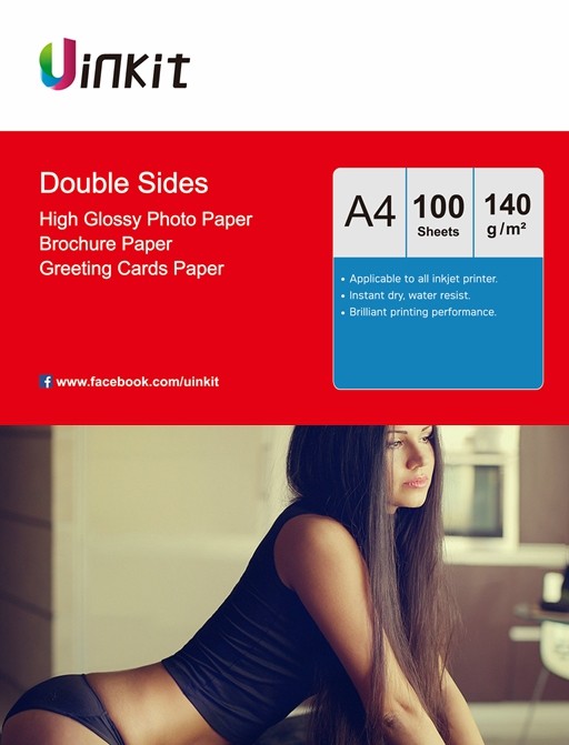 A4 Thin 140Gsm Double Sides High Glossy Inkjet Paper Photo Paper -100 Sheets