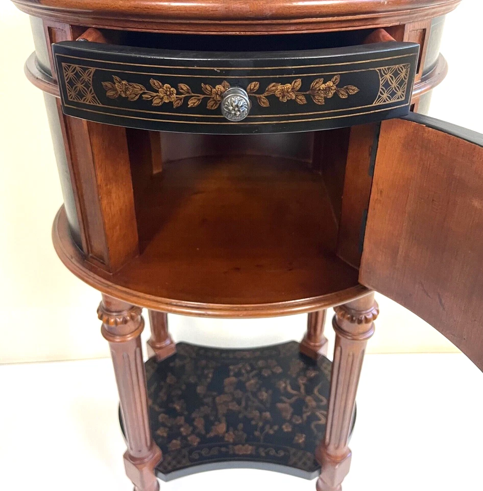 Armário oval/mesa lateral estilo italiano couro sintético levantado nogueira - Imagem 3 de 4