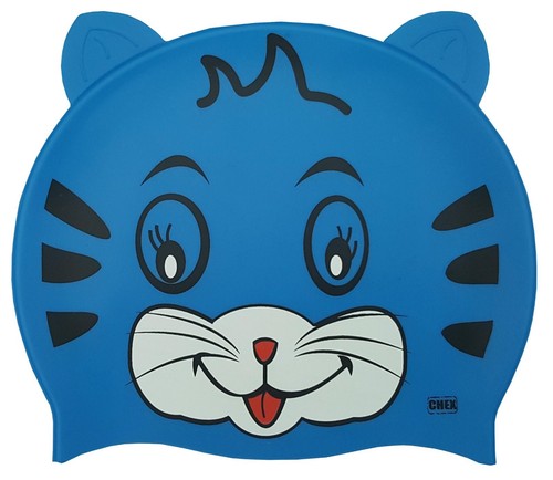 CHEX 100% Silicona Gatito Orejas de Gato Niños Natación Natación Sombrero Gorra Smiley 2023 - Imagen 3 de 5
