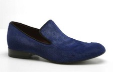 CELINE Womens Royal Blue Pony Hair Flat Loafer Slipper Moccasin Shoes 7.5-37.5