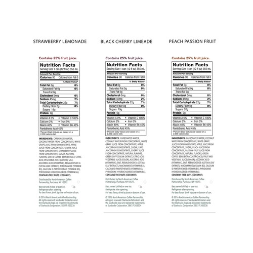 Starbucks Refreshers Sparkling Fruit Juice Coconut Water 3 Flavor 12oz Cans 12pk - Picture 7 of 7